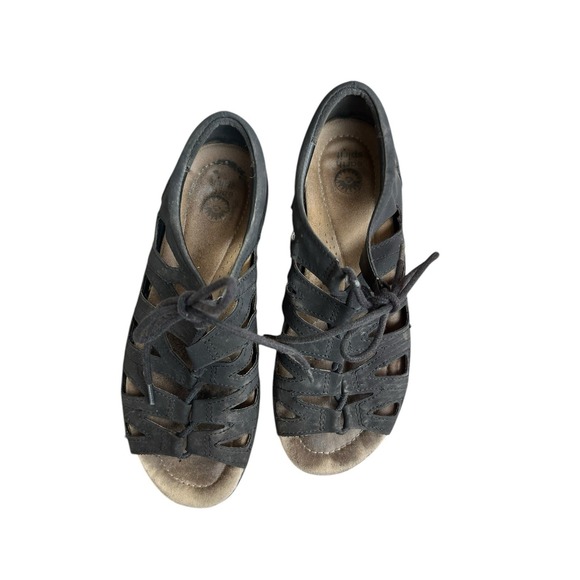 Earth Spirit SZ 7.5 Gigi Sandals Black Ghillie Lace Up Open Toe Gladiator Vegan - Picture 4 of 8